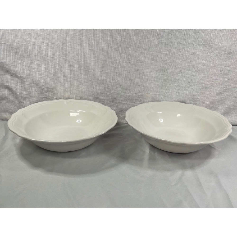 Federalist Ironstone White Scalloped Soup Pasta Bowls Set of 2 Japan 4238 1-9